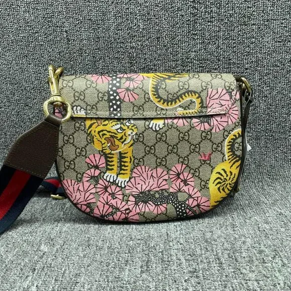 100% Authentic GUCCI Padlock Brown Bengal Canvas Shoulder Bag - Picture 2 of 15